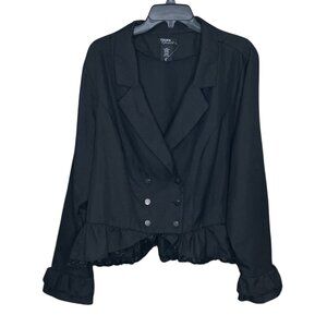 Hot‎ Topic 2 2X Thorn & Fable Black Double Breasted Ruffle Lace Trim Goth Blazer